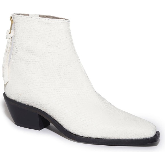 ALL SAINTS LENORA SNAKE EMBOSSED LEATHER WHITE BOOTIES NWT SZ 9 - Picture 4 of 10